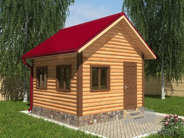 одноэтажная баня из бруса
